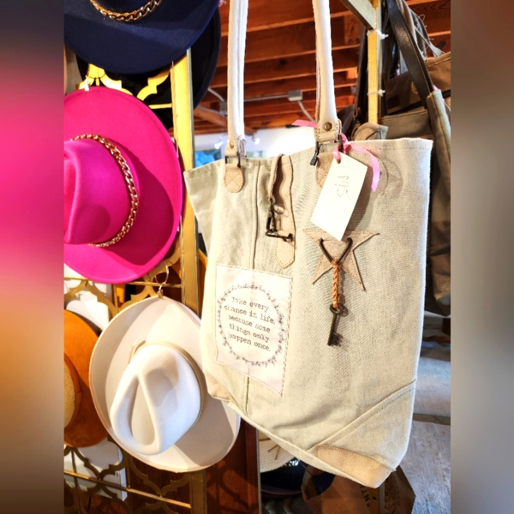 Take Every Chance Totebag - One-of-a-kind Bag made from recycled materials - Picture 4 of 15